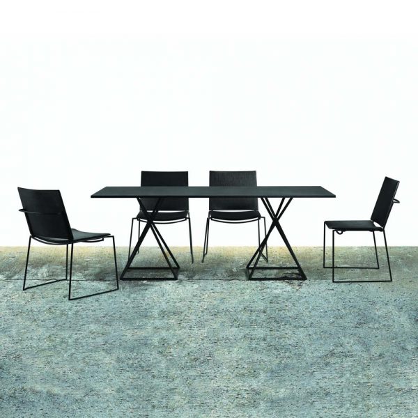 Jane Hamley Wells BB_BB8102 modern indoor outdoor rectangle dining table granite powder-coated square base lifestyle_1
