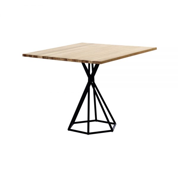 Jane Hamley Wells BB_BB8211_A modern indoor outdoor square dining table teak powder-coated hexagon base