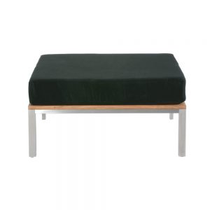 Jane Hamley Wells BEO_BO5883_A modern indoor outdoor ottoman teak stainless steel base with upholstered cushion