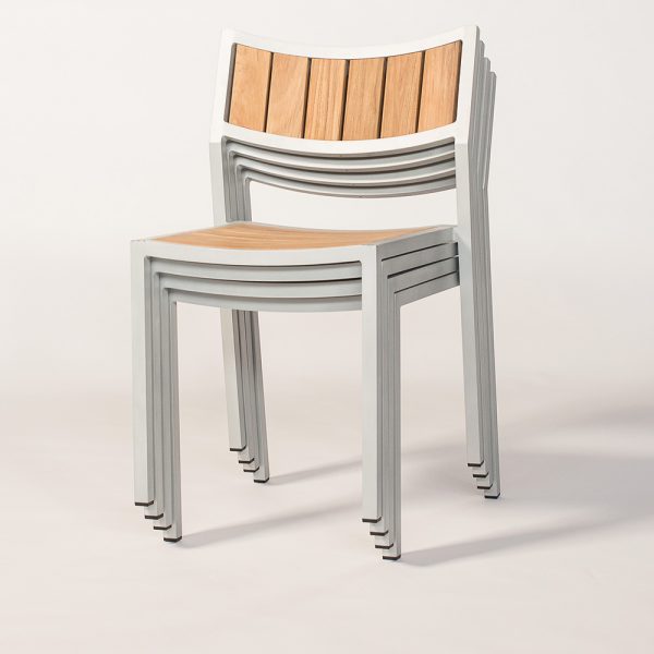 Jane Hamley Wells ELLA_150320_C modern stacking cafe side chair teak powder-coated aluminum frame