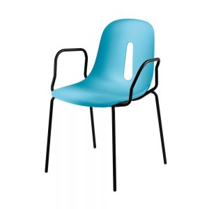 Jane Hamley Wells GOTHAM-P_A modern café armchair molded polyurethane seat on steel legs
