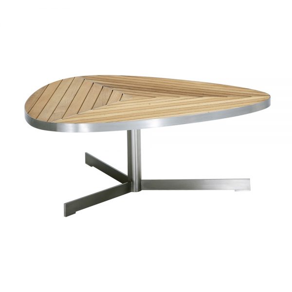 Jane Hamley Wells KURF_8705 luxury modern outdoor triangle coffee table teak stainless steel