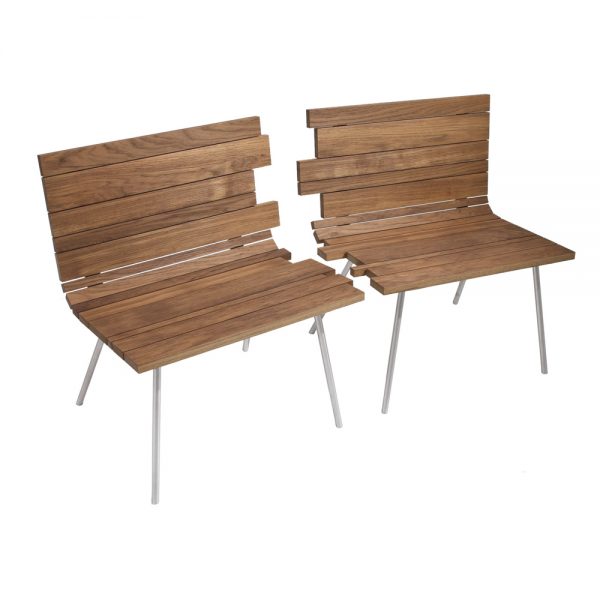 Jane Hamley Wells SPLINTER_SP0701_B modern indoor outdoor set of two interlocking chair bench teak stainless steel