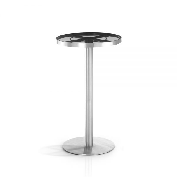 Jane Hamley Wells SUNGLASS_SU8807_A modern indoor outdoor round bar table tempered glass top stainless steel