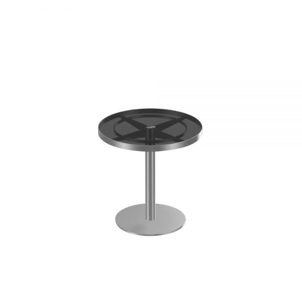 Jane Hamley Wells SUNGLASS_SU8808_A modern indoor outdoor round side table tempered glass top stainless steel
