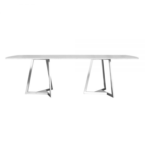 Jane Hamley Wells TRIZ_8202_A luxury modern rectangle dining table stone top stainless steel legs