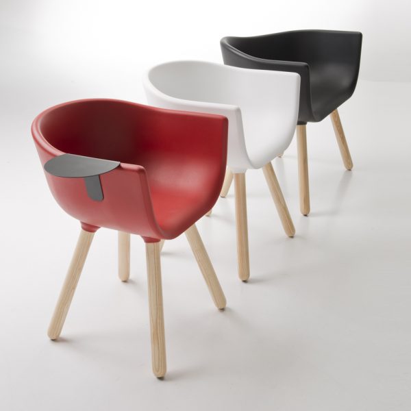 Jane Hamley Wells TULIP_SMALL-TABLE_D guest armchair with table polyurethane seat wood legs